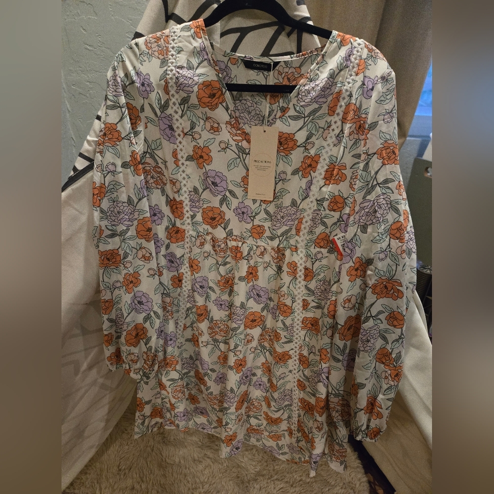 Floral Dress with Orange and Purple Flowers